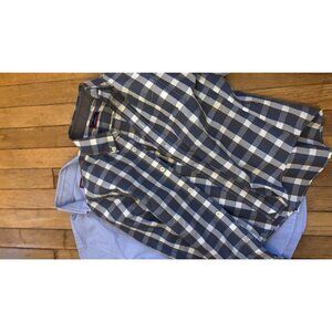 Untuckit Boys Size 8 Plaid Button Down Long Sleeve Shirt & Blue Lyons’s Oxford